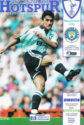 Spurs v Manchester City (13 Jan 1996) Programme