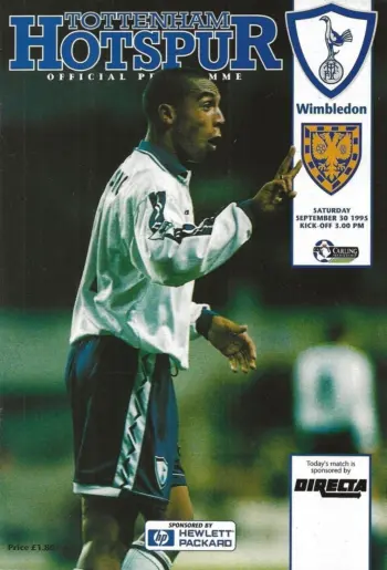 Spurs v Wimbledon FC (30 Sep 1995) Programme