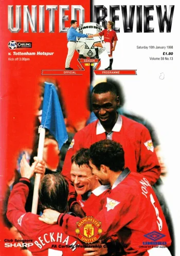 Programme cover from Spurs v 0-2 v Manchester United - 10 January 1998 - Away