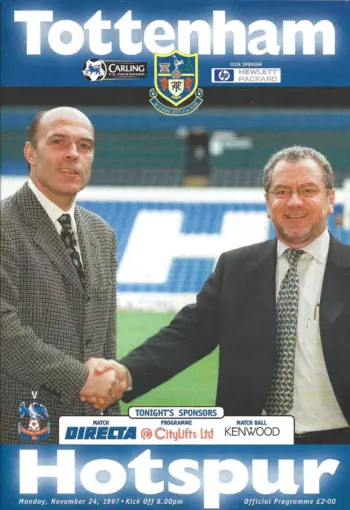 Spurs v Crystal Palace (24 Nov 1997) Programme