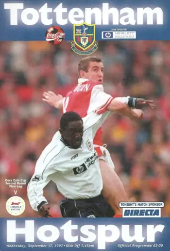 Spurs v Carlisle United (17 Sep 1997) Programme