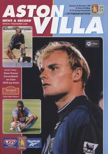 Spurs v Aston Villa (07 Nov 1998) Programme