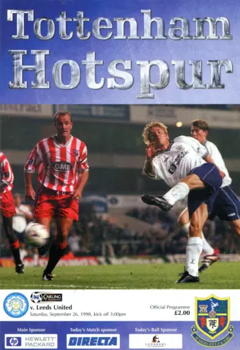 Spurs v Leeds United (26 Sep 1998) Programme
