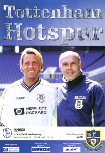 Spurs v Sheffield Wednesday (22 Aug 1998) Programme
