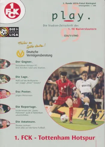 Spurs v 1. FC Kaiserslautern (04 Nov 1999) Programme