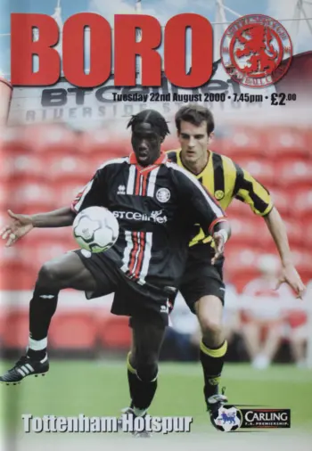 Spurs v Middlesbrough FC (22 Aug 2000) Programme