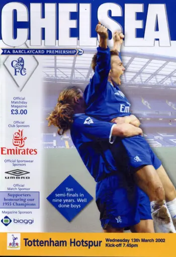 Spurs v Chelsea FC (13 Mar 2002) Programme