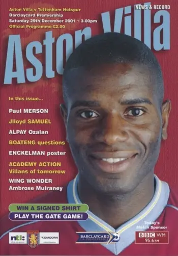 Spurs v Aston Villa (29 Dec 2001) Programme