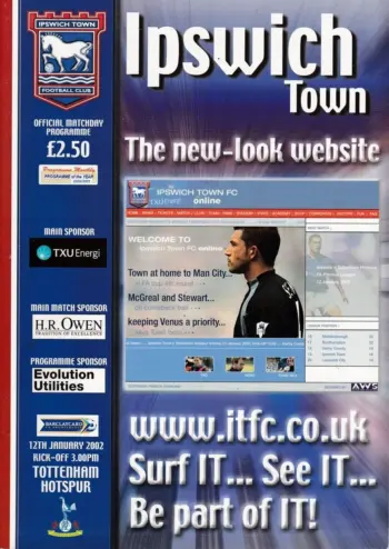 Spurs v Ipswich Town (12 Jan 2002) Programme