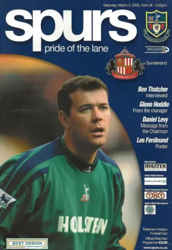 Spurs v Sunderland AFC (02 Mar 2002) Programme