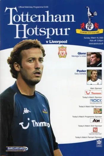 Spurs v Liverpool FC (16 Mar 2003) Programme
