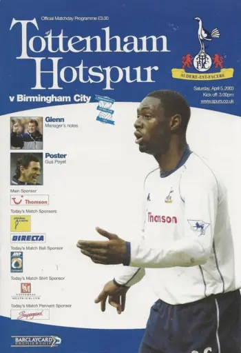 Spurs v Birmingham City (05 Apr 2003) Programme