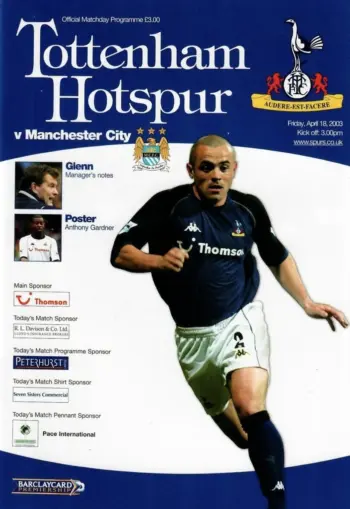 Spurs v Manchester City (18 Apr 2003) Programme