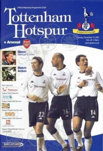 Spurs v Arsenal FC (15 Dec 2002) Programme