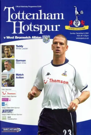 Spurs v West Bromwich Albion (08 Dec 2002) Programme
