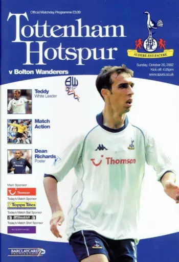 Spurs v Bolton Wanderers (20 Oct 2002) Programme