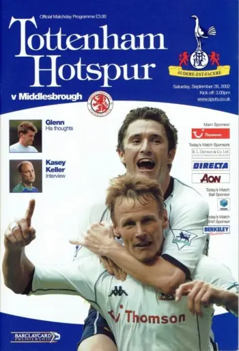 Spurs v Middlesbrough FC (28 Sep 2002) Programme
