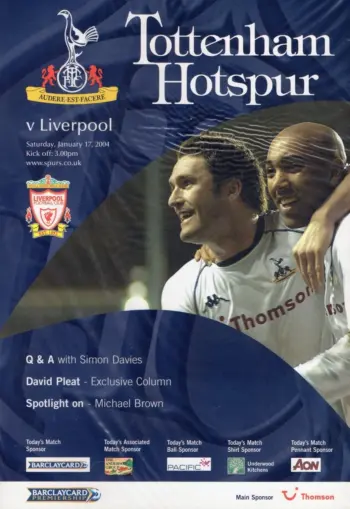 Spurs v Liverpool FC (17 Jan 2004) Programme