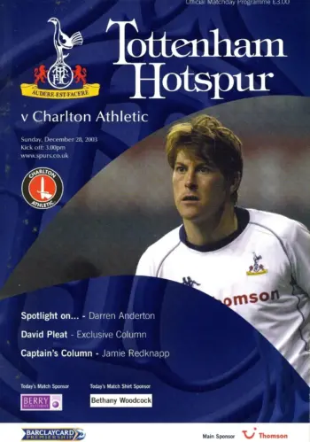Spurs v Charlton Athletic (28 Dec 2003) Programme