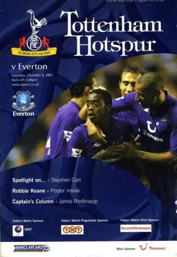 Spurs v Everton FC (04 Oct 2003) Programme