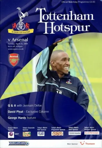 Spurs v Arsenal FC (25 Apr 2004) Programme