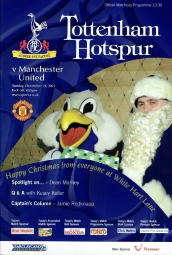 Spurs v Manchester United (21 Dec 2003) Programme