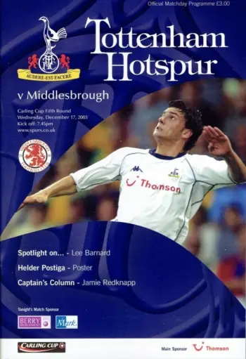 Spurs v Middlesbrough FC (17 Dec 2003) Programme