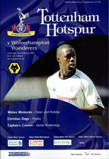 Spurs v Wolverhampton Wanderers (06 Dec 2003) Programme