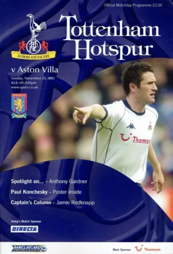 Spurs v Aston Villa (23 Nov 2003) Programme