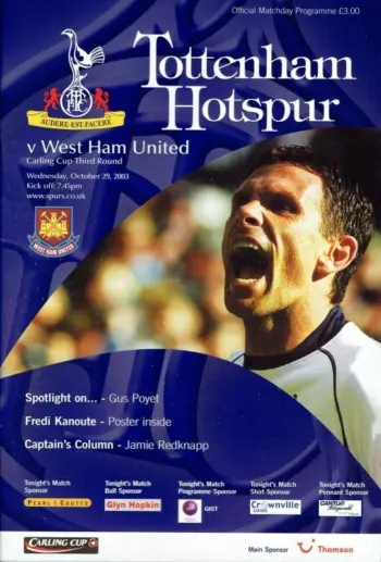Spurs v West Ham United (29 Oct 2003) Programme