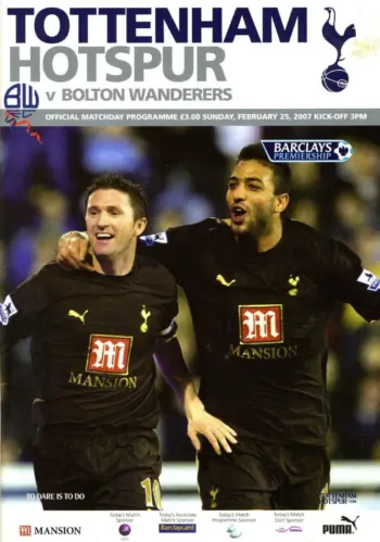 Spurs v Bolton Wanderers (25 Feb 2007) Programme