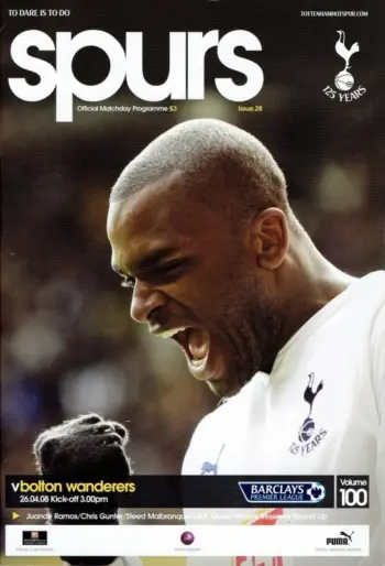 Spurs v Bolton Wanderers (26 Apr 2008) Programme