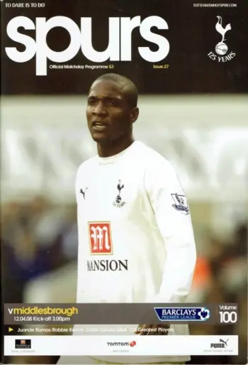 Spurs v Middlesbrough FC (12 Apr 2008) Programme