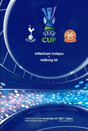 Spurs v Aalborg BK (29 Nov 2007) Programme
