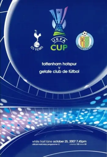 Spurs v Getafe CF (25 Oct 2007) Programme