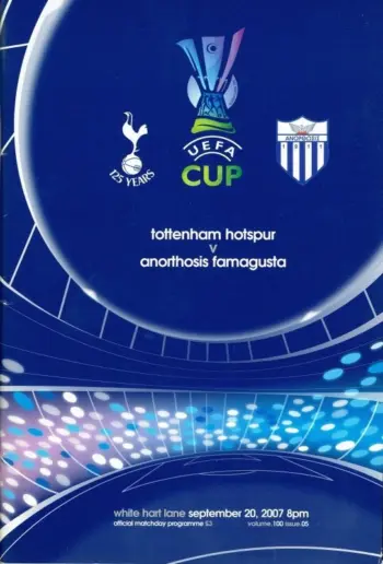 Spurs v Anorthosis Famagusta (20 Sep 2007) Programme