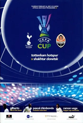 Spurs v Shakhtar Donetsk (26 Feb 2009) Programme