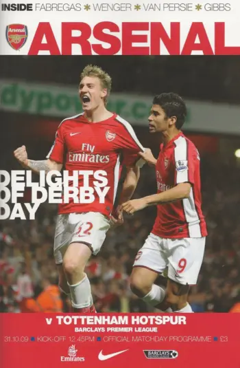 Spurs v Arsenal FC (31 Oct 2009) Programme
