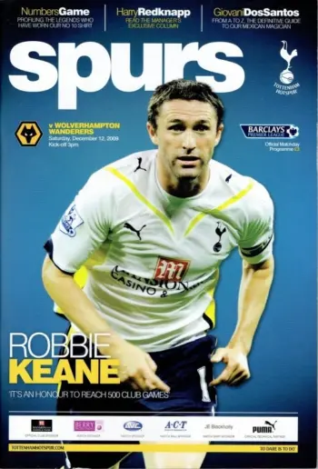 Spurs v Wolverhampton Wanderers (12 Dec 2009) Programme
