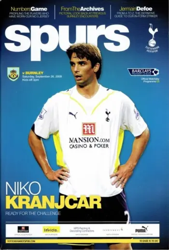 Spurs v Burnley FC (26 Sep 2009) Programme