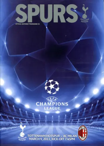 Spurs v AC Milan (09 Mar 2011) Programme