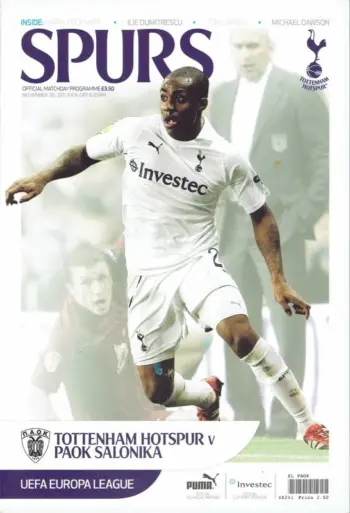 Spurs v PAOK Saloniki (30 Nov 2011) Programme
