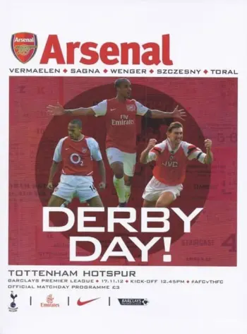 Spurs v Arsenal FC (17 Nov 2012) Programme