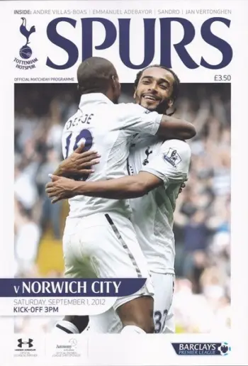 Spurs v Norwich City (01 Sep 2012) Programme