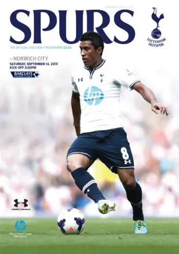 Spurs v Norwich City (14 Sep 2013) Programme