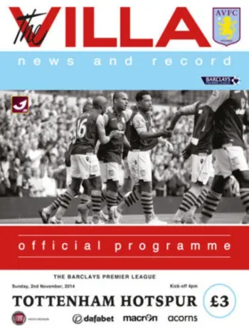 Spurs v Aston Villa (02 Nov 2014) Programme