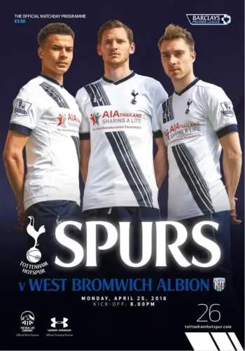 Spurs v West Bromwich Albion (25 Apr 2016) Programme