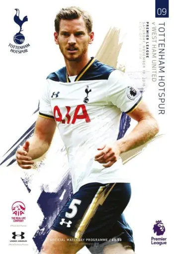 Spurs v West Ham United (19 Nov 2016) Programme