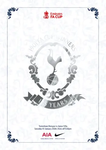 Spurs v Aston Villa (10 Jan 2026) Programme