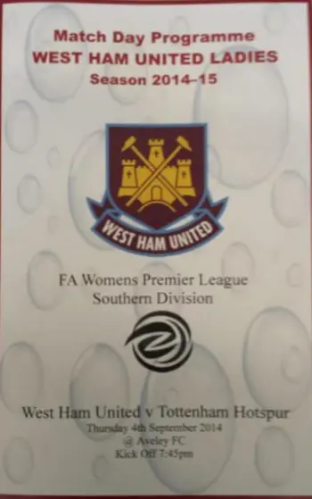 Spurs v West Ham United (04 Sep 2014) Programme